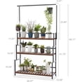 thumbnail image 6 of CENZEN Hanging Plant Stand Indoor Outdoor 3 Tiers Metal Plant Shelf for Patio Garden Bamboo Flower Pot Holder Rack Black, 6 of 7