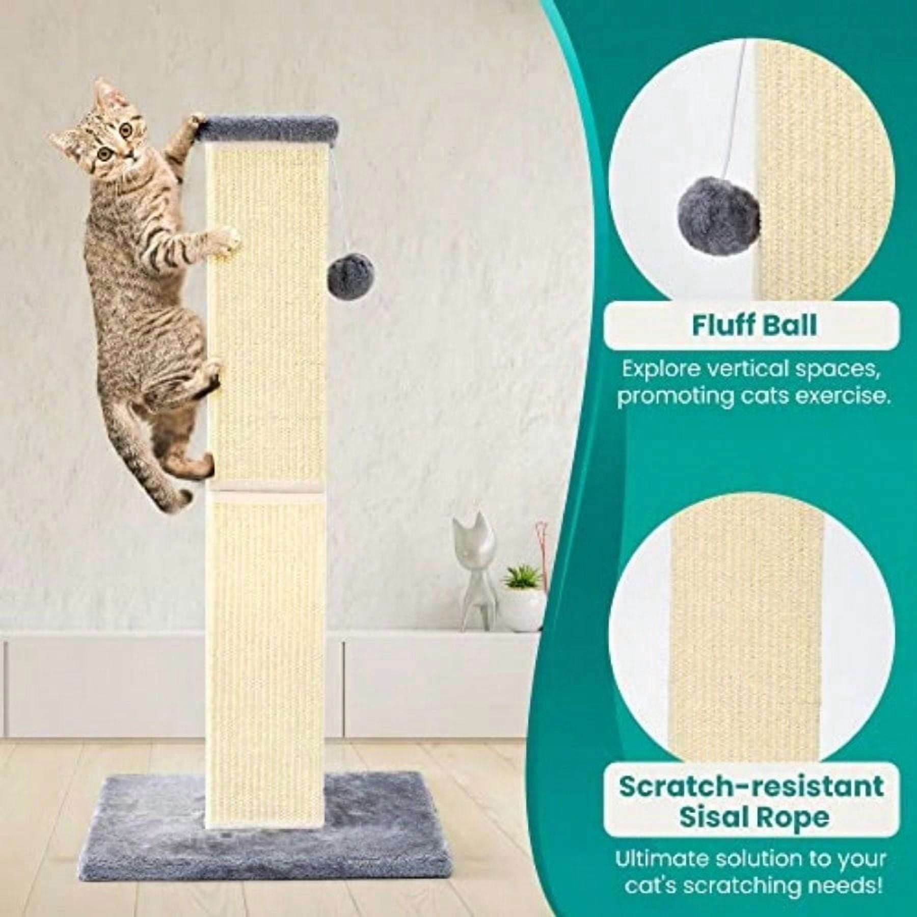 Cat Scratching Post 32 Inch For Indoor Large Cats And Kitten Nature Sisal Tall Cat Scratch Post Sisal Cat Scratcher Improve Cat's Scratching Habits And Protect Your Furniture Grey