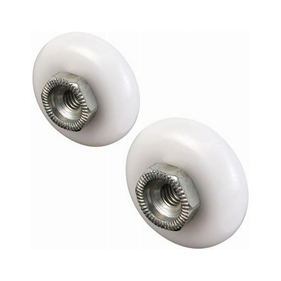 Prime-Line M 6201 Shower Door Roller, 7/8 in. and 3/4 in. Diam, Round Edge Nylon Tires, Steel Ball Bearings, Threaded Hex Head Hub, Pack of 4