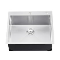 KFFKFF 25" Stainless Steel Kitchen Sink, Top-Mounted Single Bowl Drop-in Sink, with Noise Reduction X-shaped Drain Design and Anti-Condensation, Suitable for RV, Prep Kitchen
