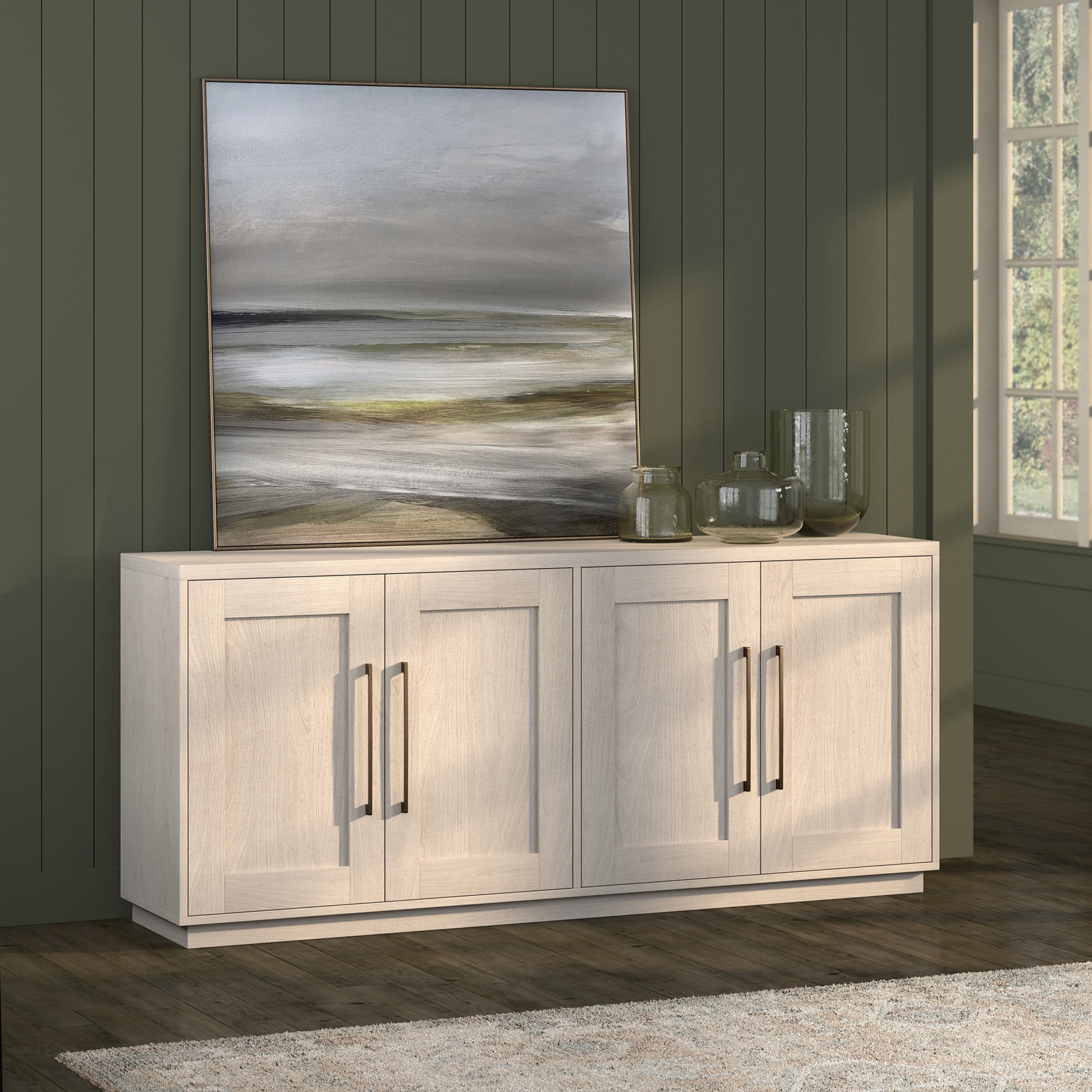Evelyn&Zoe Modern/Contemporary 68" Wide Alder White Buffet Table