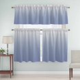 thumbnail image 5 of Minimalist Blue Curtain Valances Set and Grey Gradient Kitchen Curtains 24&nbsp;inch Length Rod Pocket Valance and Tiers 3 Piece Set Small Bedroom Bathroom Laundry Decor, 5 of 9