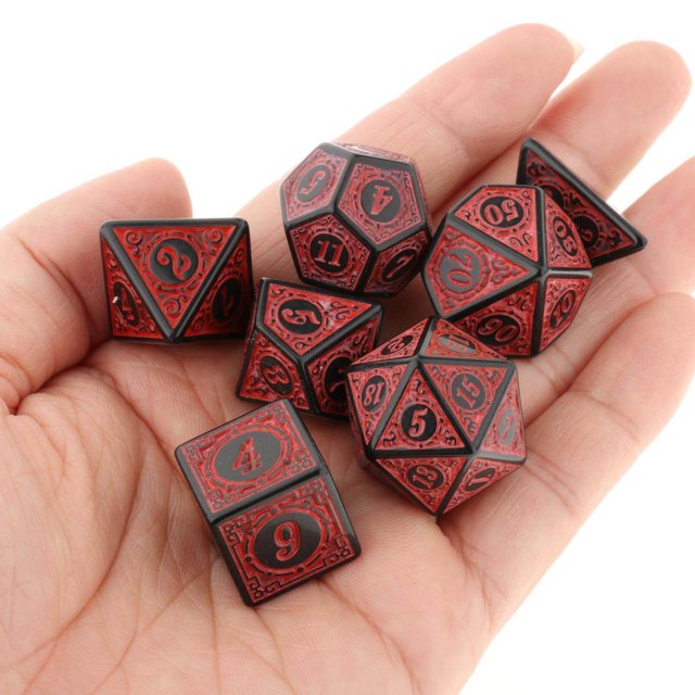 7 Pcs dés en Acrylique Antique pour Jeu de Rôle, Jouets Rouges