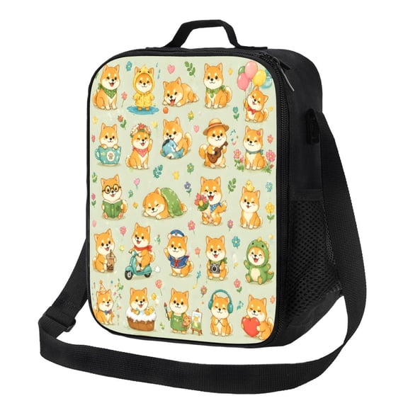 Shiba Inu Dog Lunch Bag Insulated Thermal Lunch Box with Shoulder Strap & Handle for Women and Men