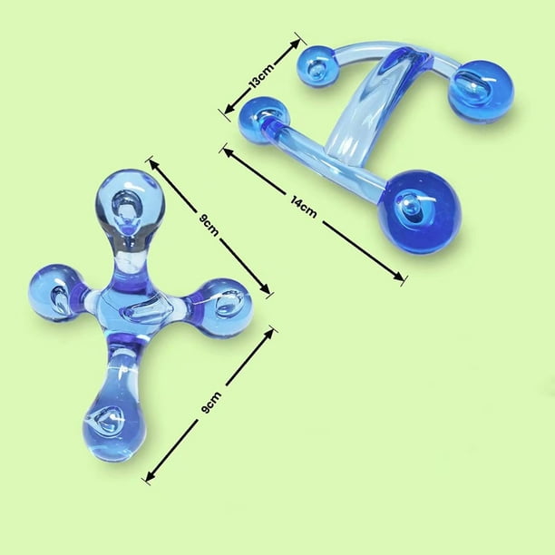 Practica herramienta de masaje manual portatil de 4 puntos masajeador de manos espalda cuello pies y masajeador de puntos de activacion caja dos en uno azul JAMW Sencillez Walmart en linea