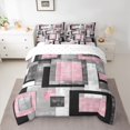 thumbnail image 2 of Manfei Pink Square Twin Bedding Sets 7-Piece for Adult, Abstract Ombre Bedding Comforter Set, Modern Fashion Style Reversible Sheet Sets, Ultra Soft Home Decor, 2 of 7