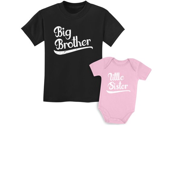 Sibling Shirts Set for Brothers and Sisters Boys & Girls Gift Set Kids Shirt Black/Baby Pink Kids Shirt 18M / Baby Newborn