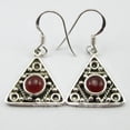 thumbnail image 2 of SilverStarJewel 925 Pure Silver Red Carnelian Semi Precious Gemstone Art Dangle Earrings 1.3", 2 of 3