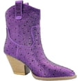 thumbnail image 2 of Forever Women Cowgirl Cowboy Western Ankle Boots Pointy Toe Rhinestone Bling Short Booties RIVER-01 Purple 8.5, 2 of 3