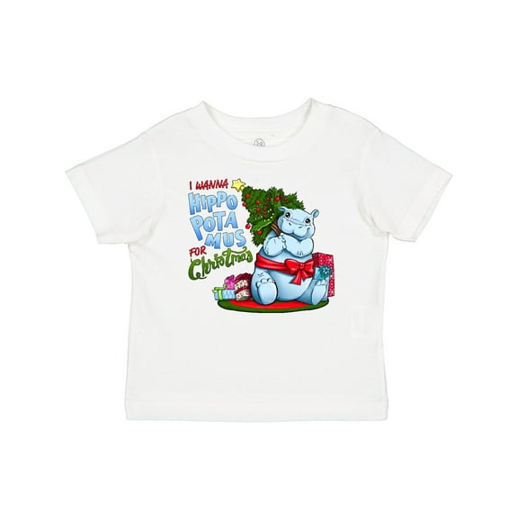 Inktastic I Wanna Hippopotamus for Christmas Cute Hippo Boys or Girls Baby T-Shirt