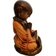 thumbnail image 4 of Stoneage Arts Peaceful Praying Monk Figurine Features Many Symbolic Elements (Orange, 7 Inch), 4 of 5