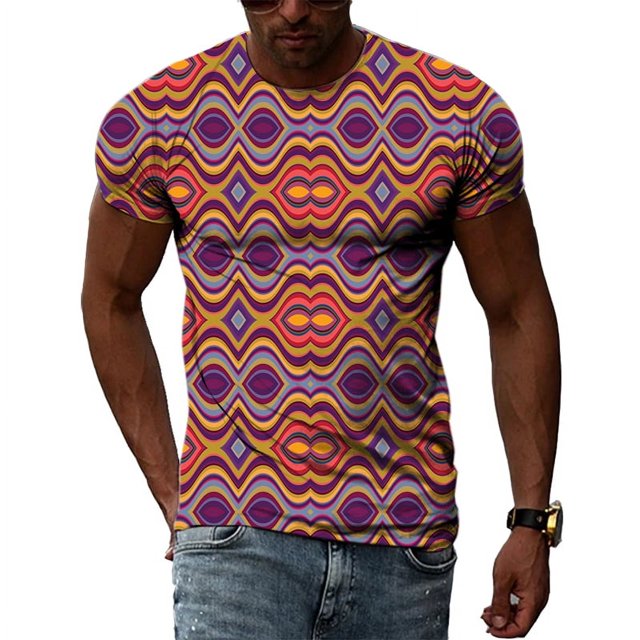 T-Shirts Graphiques Imprimés Style Ethnique Créatif Été pour Hommes Tendance Personnalisée Col Rond Manches Courtes