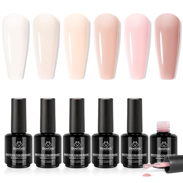 Set de gel para uñas Beetles Color Base 7,5 ml, 6 unidades con base de goma