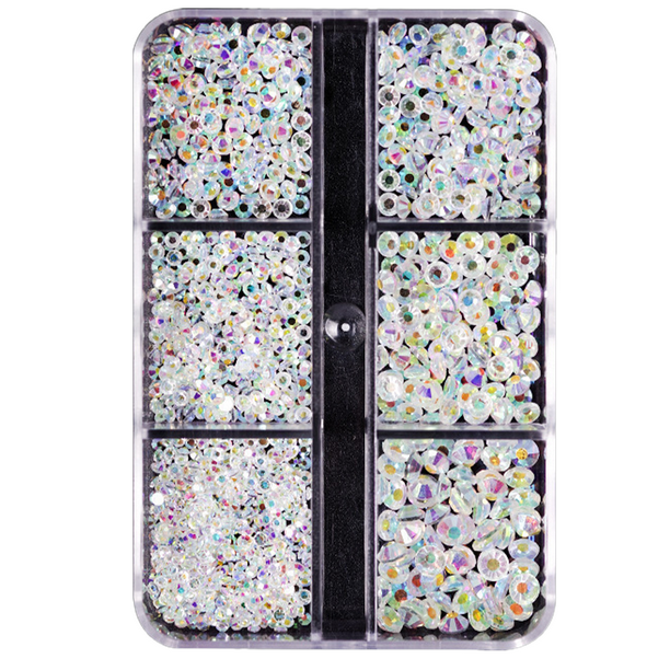 FloreceBien Diamantes de imitación de tamaño mixto con parte trasera plana, gemas de cristal redondas sin fijación por calor, cuentas de piedra de cristal para cara, uñas, ropa, zapatos, bolsos,