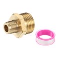 thumbnail image 1 of Uxcell Brass Pipe Fitting, 1/8" BSP Male x 3/8" BS Male Thread Connector Brass Hex Nipple Reducing Coupling Connector for Gas Water Refrigeration System Conversion, 1 of 7