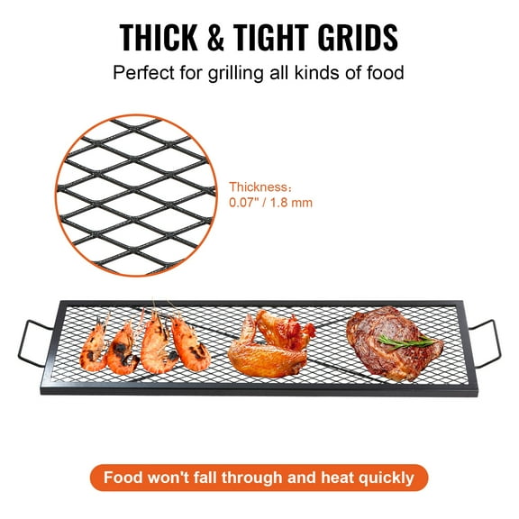 Cooking Grate Fire Pit Grill Grate X-Marks Heavy-Duty Steel 44" Rectangle