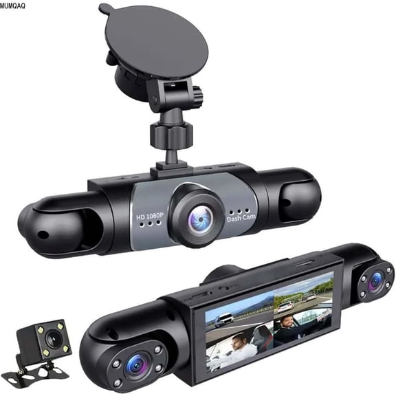 Saker Full View Car Dashcam System, 360° 4 Channel Dash, 1080P Full HD Recording Car Dash Camera System with 64GB SD Card, Parking Mode, G-Sensor, Plug-in Power for Taxi, Fleet, and Family Vehicles