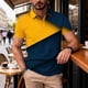 thumbnail image 5 of Ceisia Men's Summer Casual Diagonal Color Block Mesh Short Sleeve Lapel Shirt Multicolor XXXXXL Gifts, 5 of 7