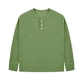 thumbnail image 3 of Boys Long Sleeve Henley Shirt Casual Waffle Knit Button Neck Top Kids Daily Wear Back to School Fall Winter Clothes for Teen, 3 of 6