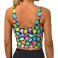 thumbnail image 3 of Vsdgher Colorful Easter Eggs1 Print Women Sleeveless Athletic Tank Top Built-in Bra Camisole Sports Vest for Yoga Running Fitness Exercise with Removable Pads, 3 of 8