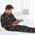 thumbnail image 6 of Honeii Colorful Palms Pattern Mens Pajamas Set,2pcs Men's Lounge Long Sleeve Sleep Shirt and Pajama Bottoms Sleepwear Set,Mens Pjs Sets-Large, 6 of 7