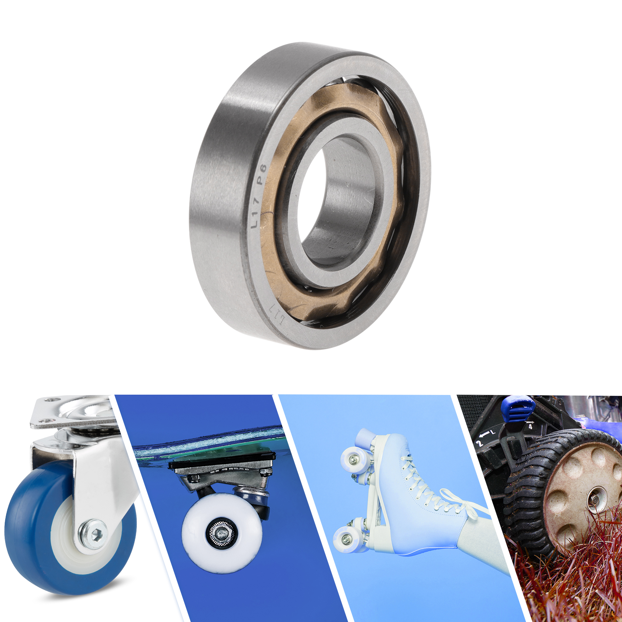 Unique Bargains L17 Deep Groove Ball Bearings 17x40x10mm P6 Open Type Lubricated Bearings 1 Pc Car Scooter Skateboard Wheel Universal Silver Tone Gold Tone