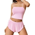 thumbnail image 5 of Sexyfree Ribbed Pajamas Set for Women Sexy Cami with Side Slit Shorts Sleepwear Lingerie 2 Piece Pjs Nightwear, 5 of 6