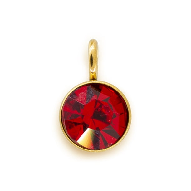 Piedra de nacimiento, diamantes de imitación, cuentas redondas doradas de cristal, fabricación de joyas DIY, decoraciones de gota, cadena, Ropa, zapatos y accesorios Miscelánea rojo brillante Minnieouse AP010355-09B