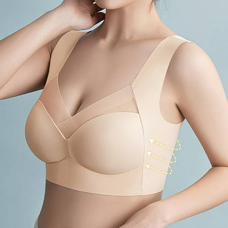 Tarmeek Plus Size Bras Bras for Women no Underwire Women Lady Mesh Gathered Bra Plus Size Sports Bra Underwear Yoga Hollow Out Bra Cup Wire-Free Bra Breastfeeding Bralette