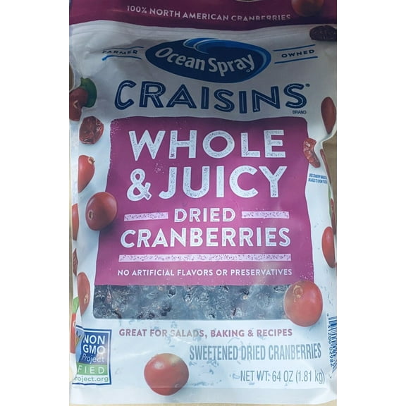 Dried Craisins Dried Cranberries WHOLE & JUICY 64 oz Bag / 4 Lbs