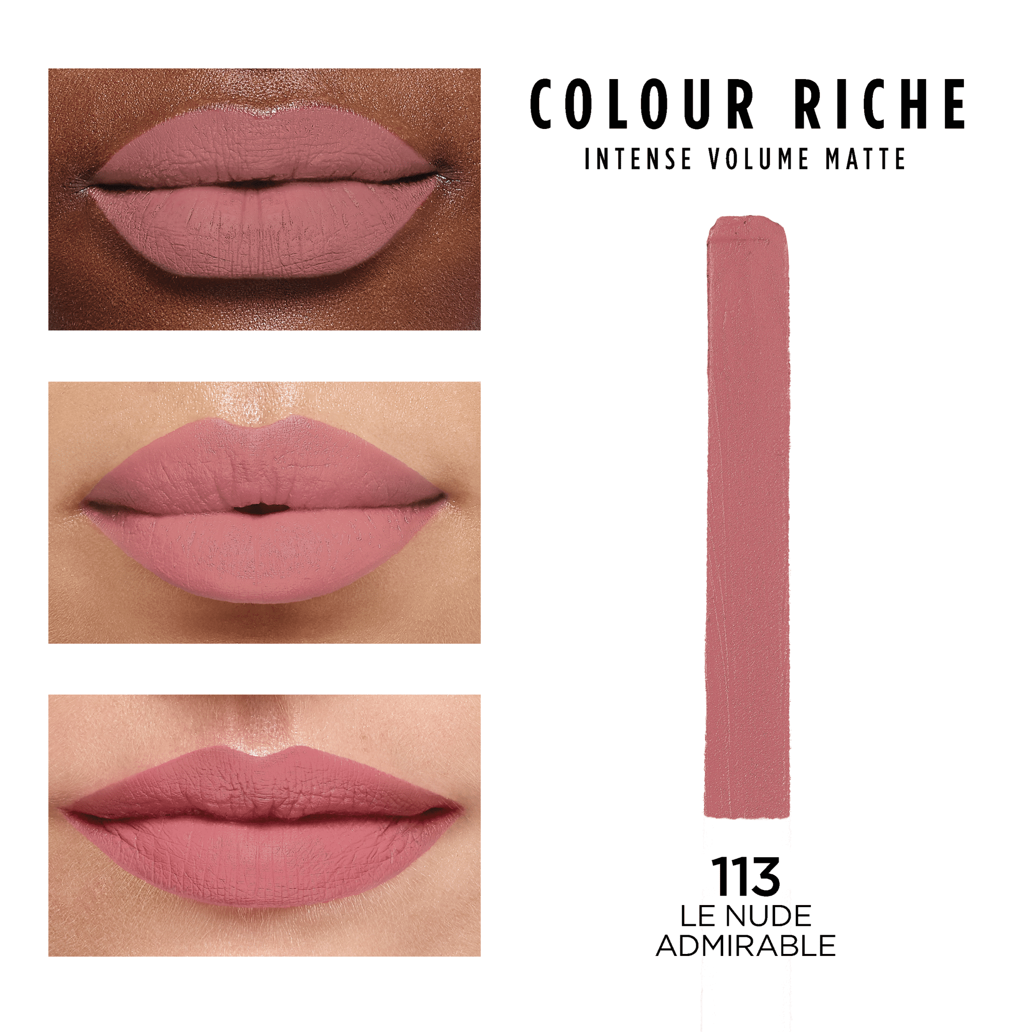 (2 pack) L'Oreal Paris Colour Riche Intense Volume Matte 113 Le Nude Admirable, 0.06 fl oz