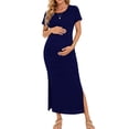 thumbnail image 4 of Women's Short Sleeve Maternity Dresses Clothes Split Pregnancy Maxi Dresses, 4 of 6