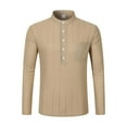 thumbnail image 5 of Donemore Men's Bamboo Linen Relaxed Fit Long Sleeve Shirt Button Stand Collar Breathable Pocket Casual Top Stylish Business Casual Style, 5 of 9