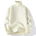 thumbnail image 2 of WAENQINLA Winter Warm Sweaters Men Turtleneck Chunky Knitted Pullover Tops Long Sleeve Cable Knit Ribbed Basic Tops White M, 2 of 4