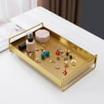 thumbnail image 3 of serony Rectangle Serving Tray Earring Dessert Tray Jewelry Dish Desk Plate Storage Vanity Tray Gold w/Handle Plate for Party Decor Gift, 3 of 8