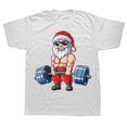 thumbnail image 1 of Camisetas divertidas de Papá Noel para levantamiento de pesas, gimnasio de Navidad, Deadlift, ropa informal de algodón con gráfico, camiseta de manga corta para regalos de cumpleaños, 1 of 4