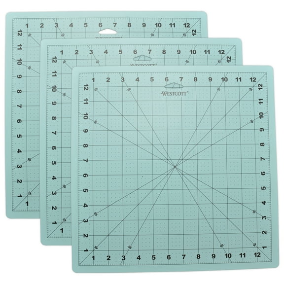 Westcott Self-Healing Cutting Mat, 12" x 12", Pack of 3