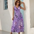 thumbnail image 5 of Purple Butterfly Dandelion Womens Night Club Maxi Dress V Neck Sleeveless Bohemia Long Dresses, 5 of 9