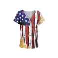thumbnail image 5 of FASHIONWT Women 4th of July V-Neck Top Casual Striped Summer Short Sleeve Top, 5 of 6