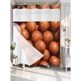 thumbnail image 4 of Basketball No Hook Shower Curtain Waterproof, Bathroom Curtains with Snap in Liners and See Through Top Window, Sports Brown Basketball Hotel Style Bathtub Curtains Shower 66"Wx72"L, 4 of 8
