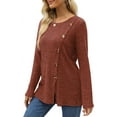 thumbnail image 4 of Fantaslook Blouses for Women Long Sleeve Crew Neck Tunic Tops Buttons Side Fall Shirts, 4 of 9