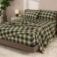 thumbnail image 4 of Bare Home Luxury 100% Cotton Flannel Split King Sheet Set, Deep Pocket, 5-Piece, Voyageur Plaid - Green, 4 of 11