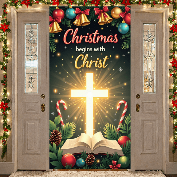 Christmas Theme Banner Religious Decoration Colorful Design Holiday Decoration for Christmas Event Indoor Celebration Religious Ceremony
