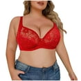 thumbnail image 7 of Bigersell Full-Coverage Bras for Women Plus Size Lace V-Neck Wireless Bra Ladies Bras No Underwire Push up Padded Bra Comfort Soft Bra for Everyday Wear Full Figure Bra G-6-Red 115E, 7 of 7