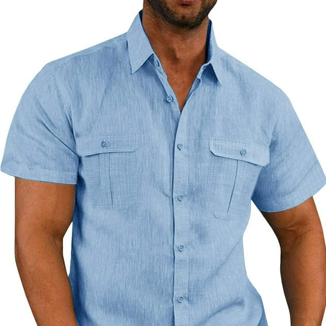 Camisa casual para hombre, camisa con botones para hombre, camisa con botones para hombre, camisa de manga corta para hombre, elaborada por expertos