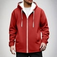 thumbnail image 2 of Stamzod Men's Fashion Sherpa Hoodie Long Sleeve Hooded Fleece Jacket Men Casual Thicked Warm Winter Coats with Pocket Red XL, 2 of 5