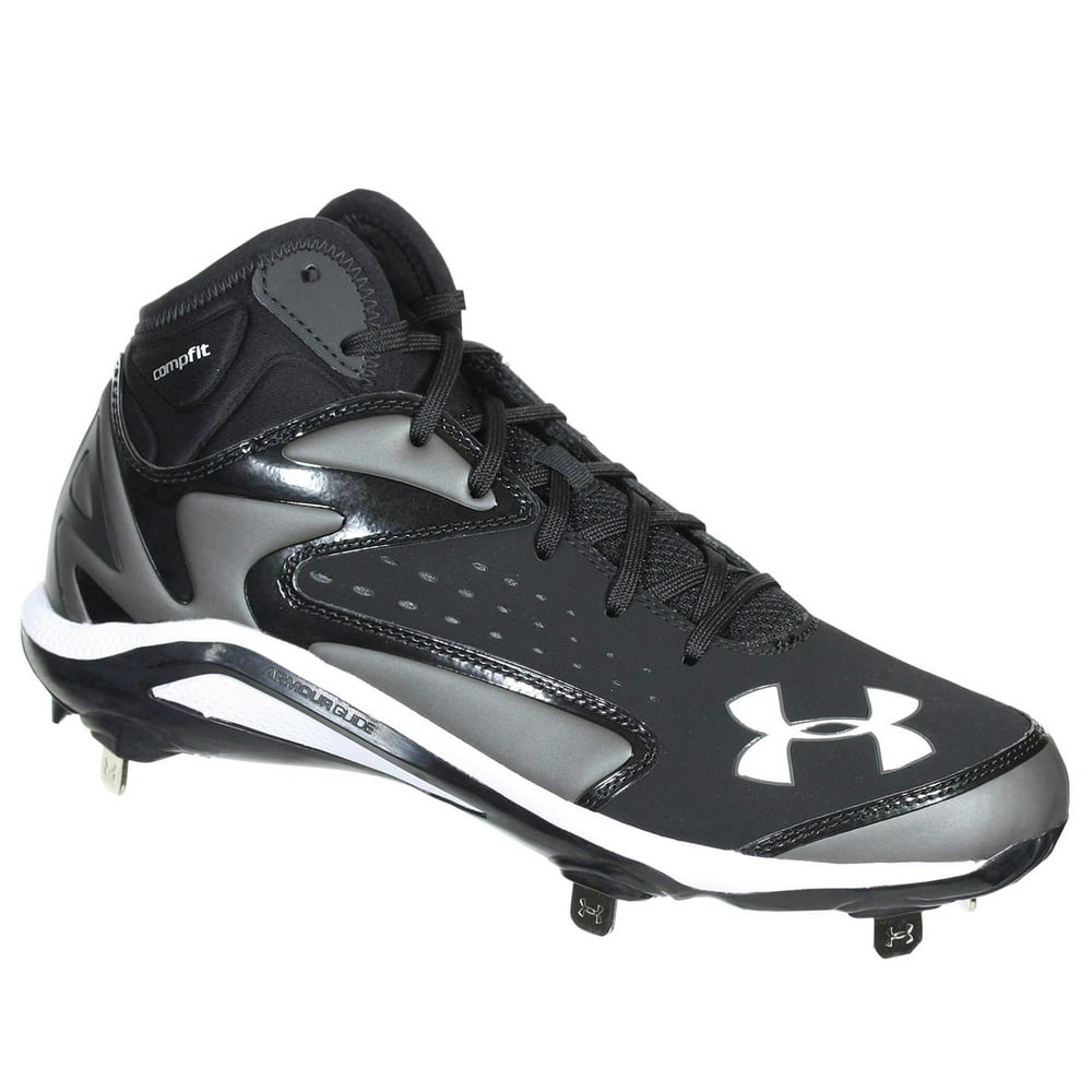 UNDER ARMOUR YARD MID ST BLK/CHAR MENS METAL BASEBALL CLEATS US 13.5 M
