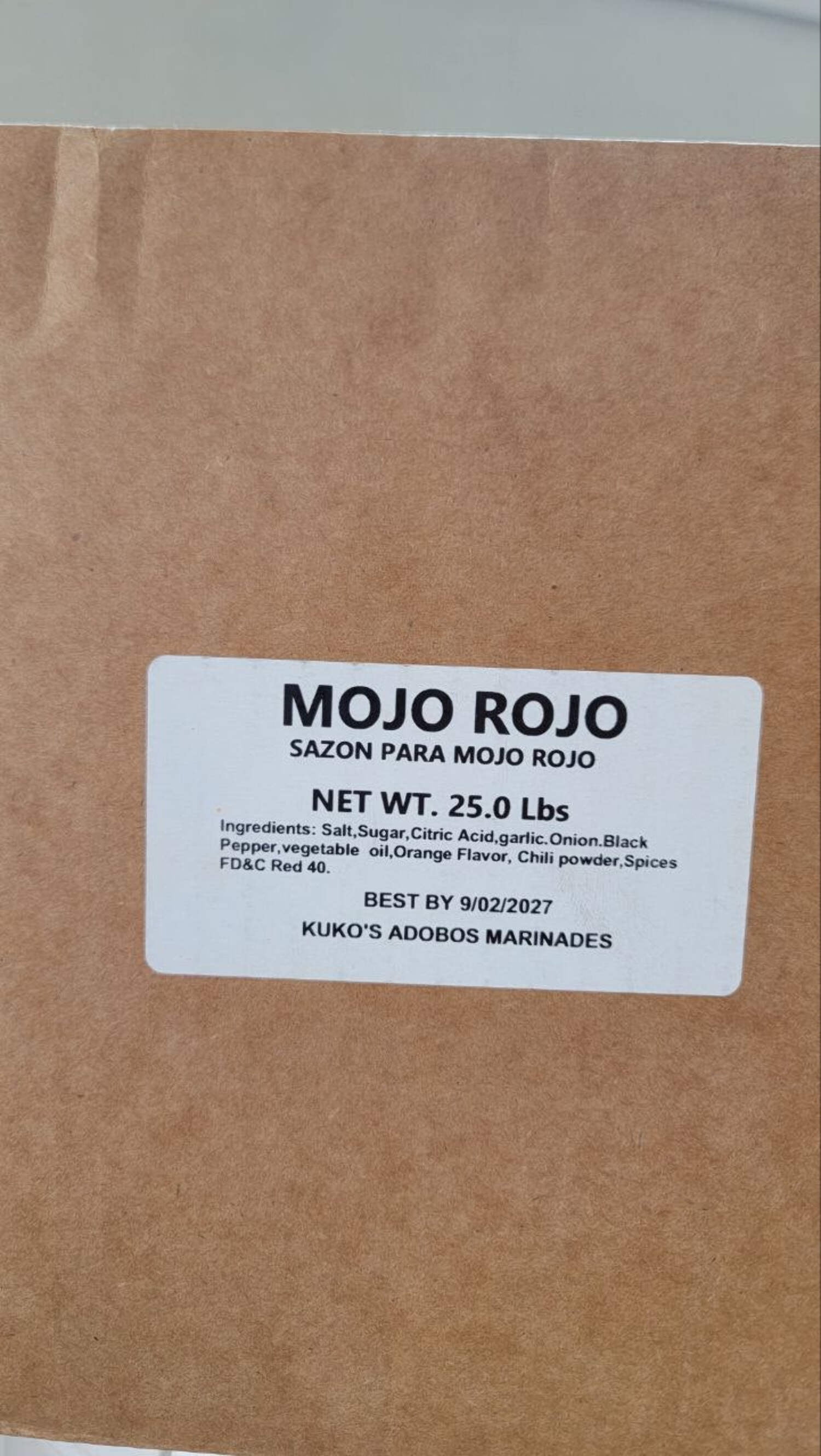 Mojo Rojo Polvo Sazonador 25lbs 10lbs Seasonings