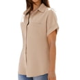 thumbnail image 5 of Womens Short Sleeve Shirts V Neck Collared Button Down Shirt Tops with Pockets, 5 of 6