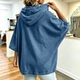 thumbnail image 2 of Hoodies for Women Drawstring 3/4 Sleeve Denim Loose Hooded Sports Sweatshirt,Blue,XXL, 2 of 6